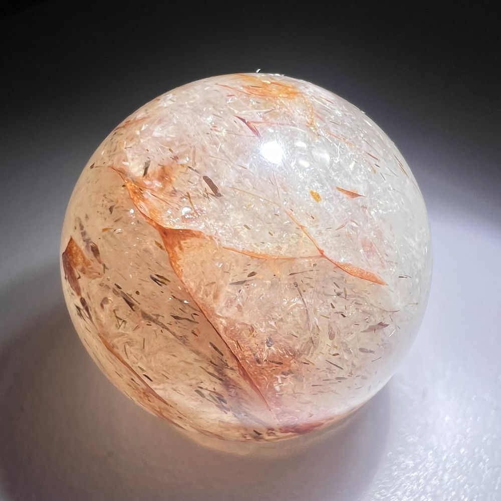 Golden Rutilated Quartz Marble Sphere - Picture 4 of 11